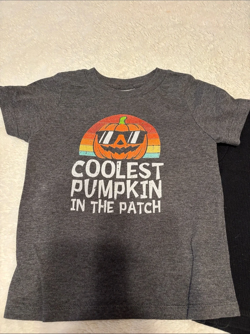 3pc Charcoal 'Coolest Pumpkin' Jogger Set + Black ls top